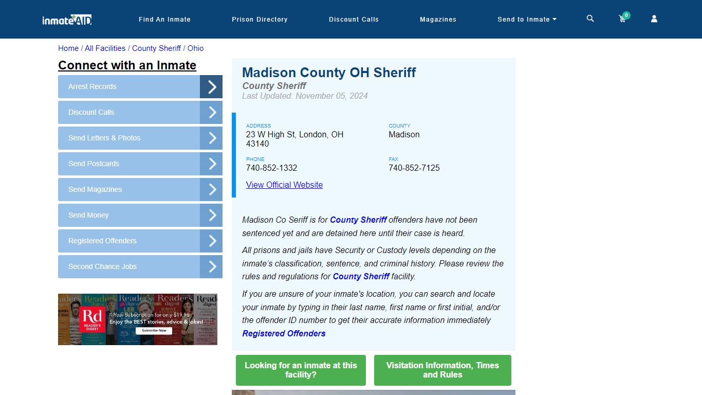 Madison County OH Sheriff & Arrest Search - InmateAid